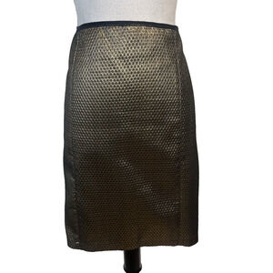 M.S.S.P. Skirt sz 12 Gold Diamonds Straight Knee Pleats Career Cocktail Wedding